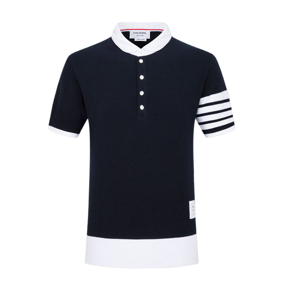 Classic Four-Bar Polo Shirt - 100% Cotton Prem by Thom Browne, product detail view