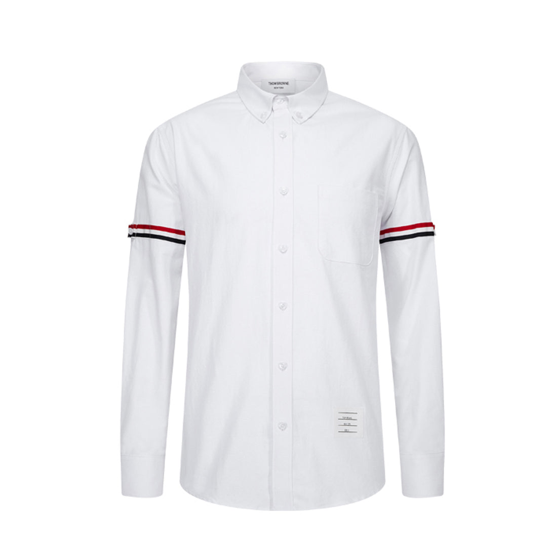 Classic Four-Bar Oxford Dress Shirt by Thom Browne, shirt detail view