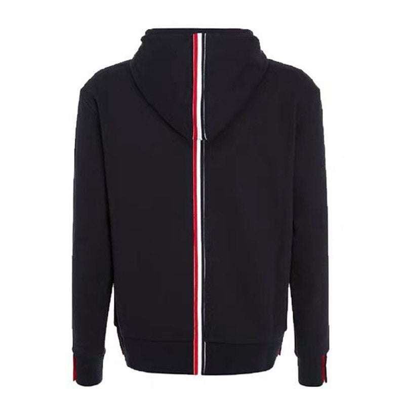 Color stripes Hoodie by Thom Browne, garment detail view
