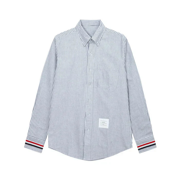 Men's Classic Oxford Shirt — Blue & Grey by Thom Browne, shirt detail view