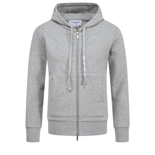 4 - Bar Embroidered Sports Hoodie - Premium Athletic Zip - Up by Thom Browne, garment detail view