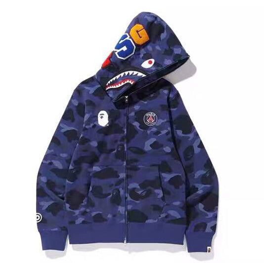 BAPE Navy Blue Camo Shark Hoodie product image
