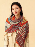 Hermes Style Dressage Tressage Cashmere Silk Shawl - Model Worn Main Image