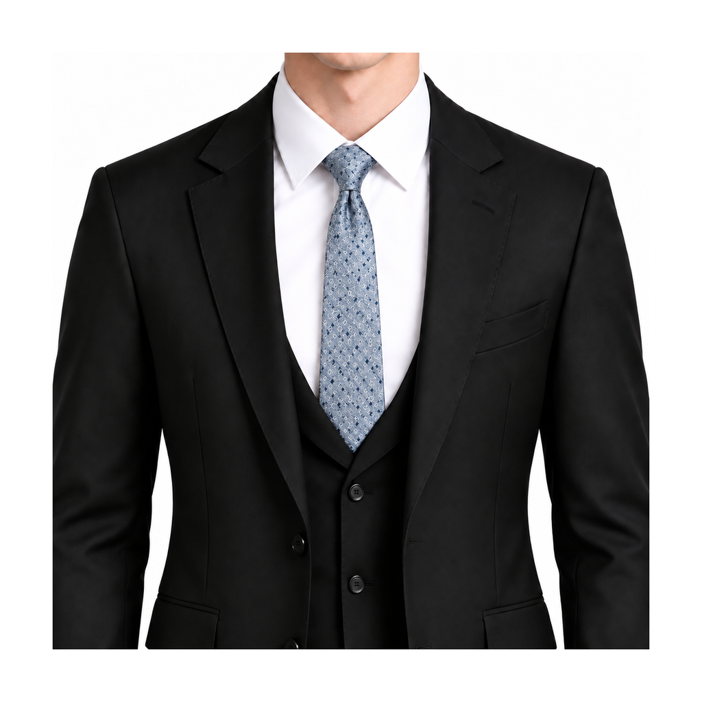Hermes Style Men's Chain Motif Silk Tie - Model Main Image