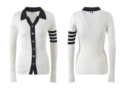 Contrast lapel cardigan