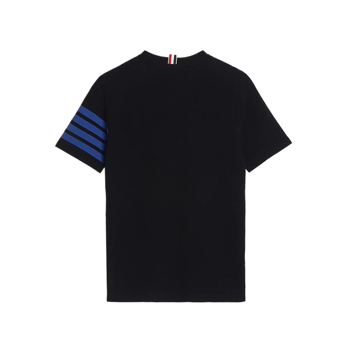 Men's Classic Four-Bar T-Shirt — Grey & Blue by Thom Browne, product detail view