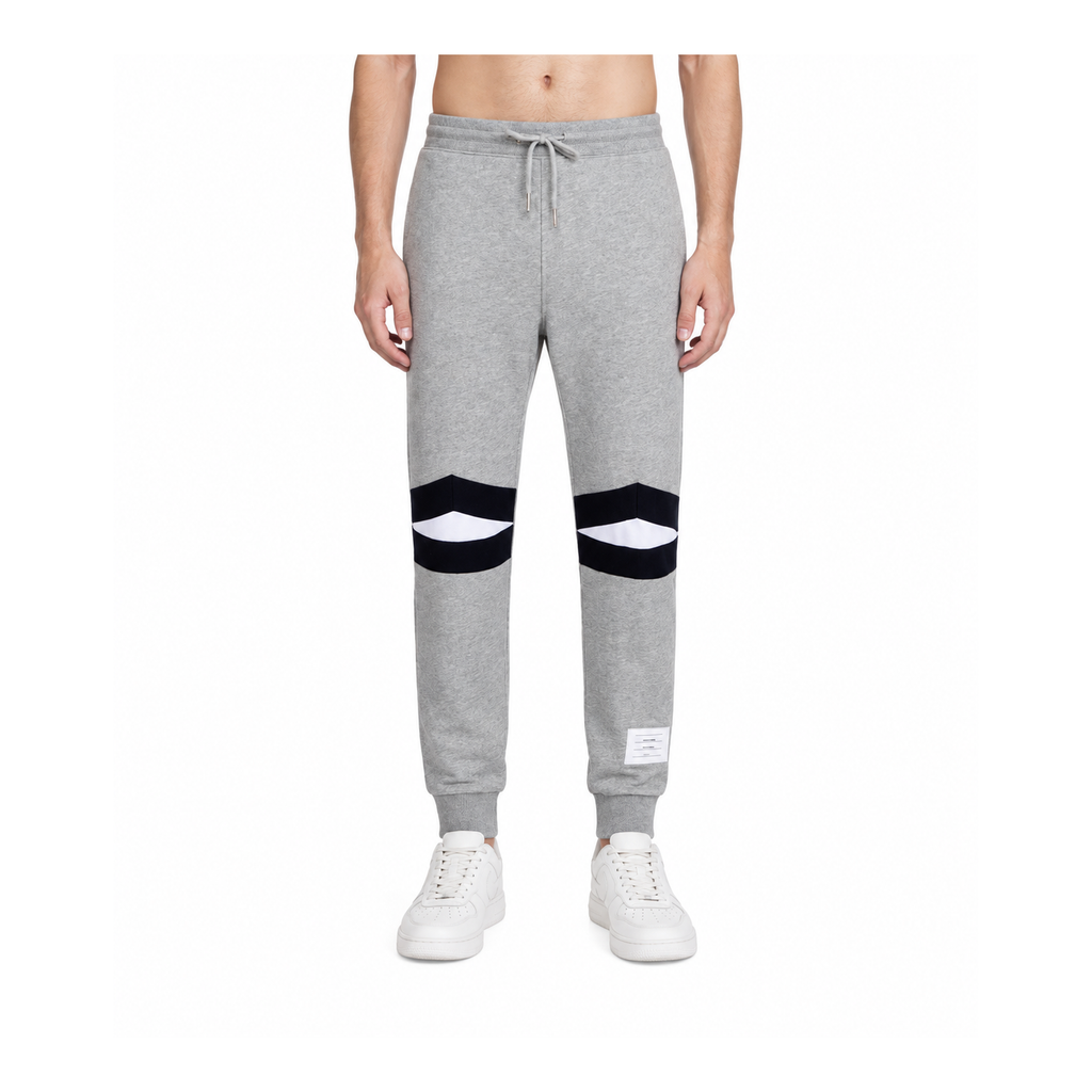Thom Browne Style Unisex Sweatpants with Signature Four-Bar Detail - Main Image