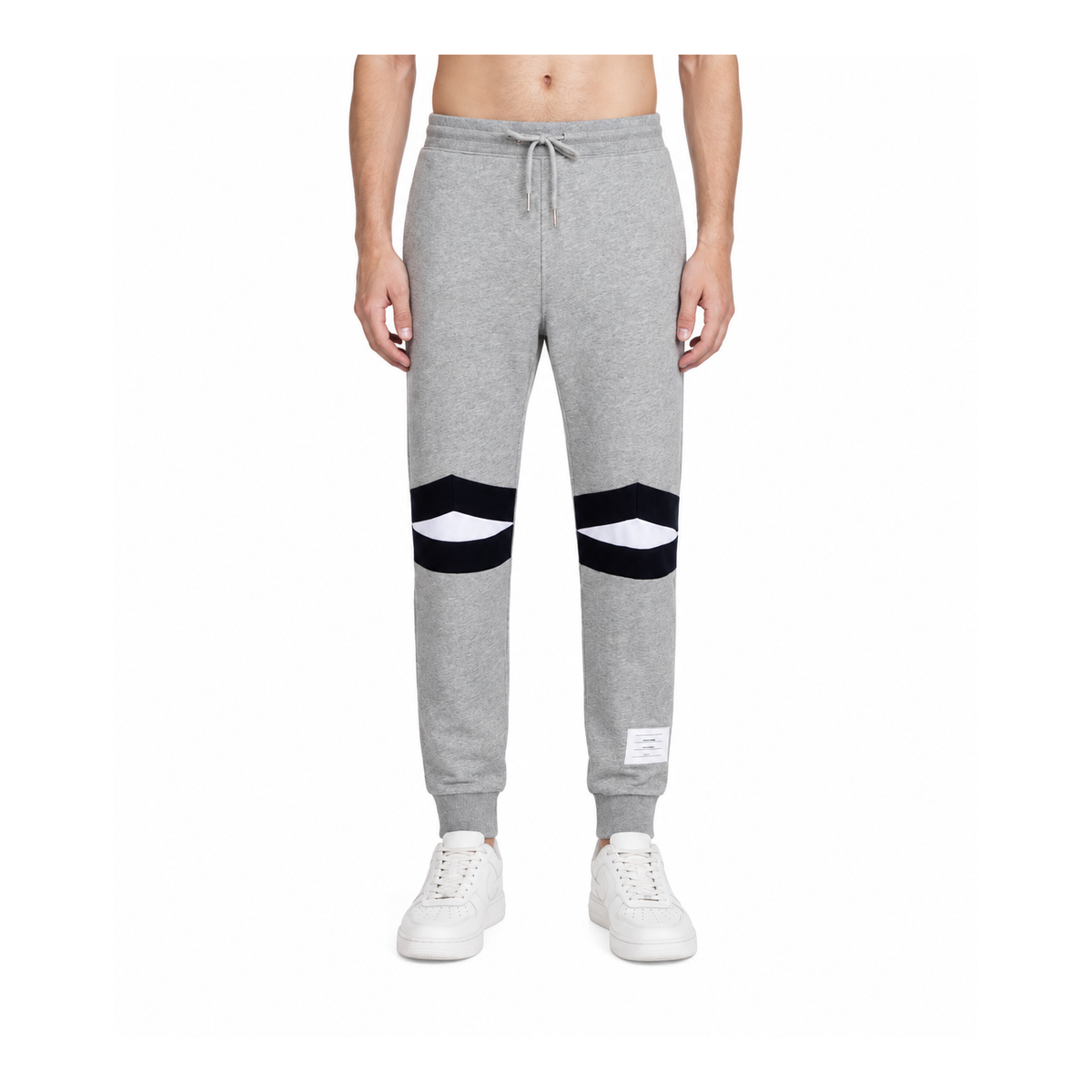 Thom Browne Style Unisex Sweatpants with Signature Four-Bar Detail - Main Image