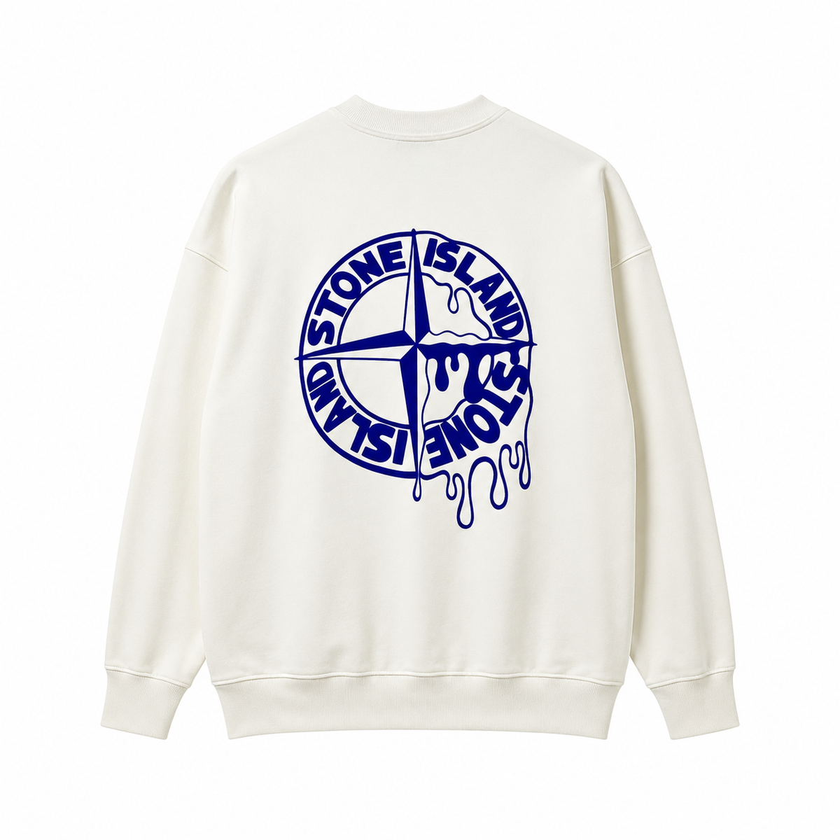 Stone Island Melting Compass Back Graphic Crewneck Sweatshirt - White back view
