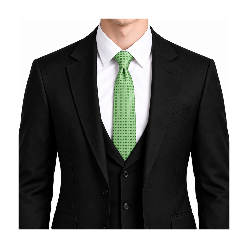 Hermes Style Men's Micro H Jacquard Silk Tie - Model Main Image