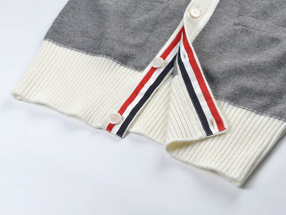 Contrast color knitted cardigan