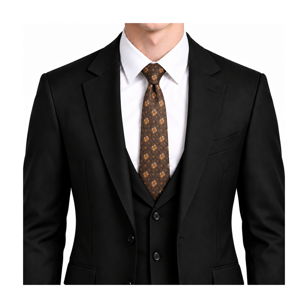 Louis Vuitton Style Men's Floral Monogram Silk Tie - Model Main Image