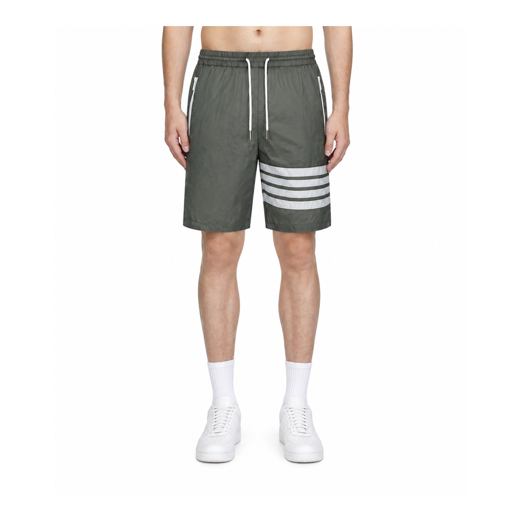 Thom Browne Style Unisex Casual Sweatpants with Signature Four-Bar Detail - Main Image