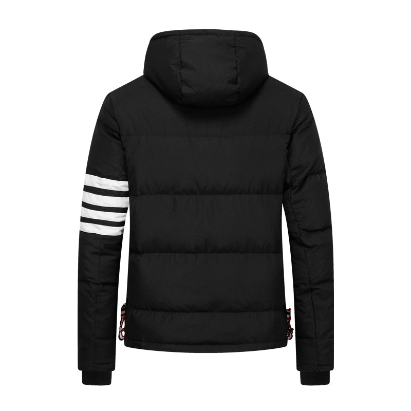 Hooded Wool Jacket - 80% Pure Wool - Signature Grosgrain Detail by Thom Browne, outerwear detail view