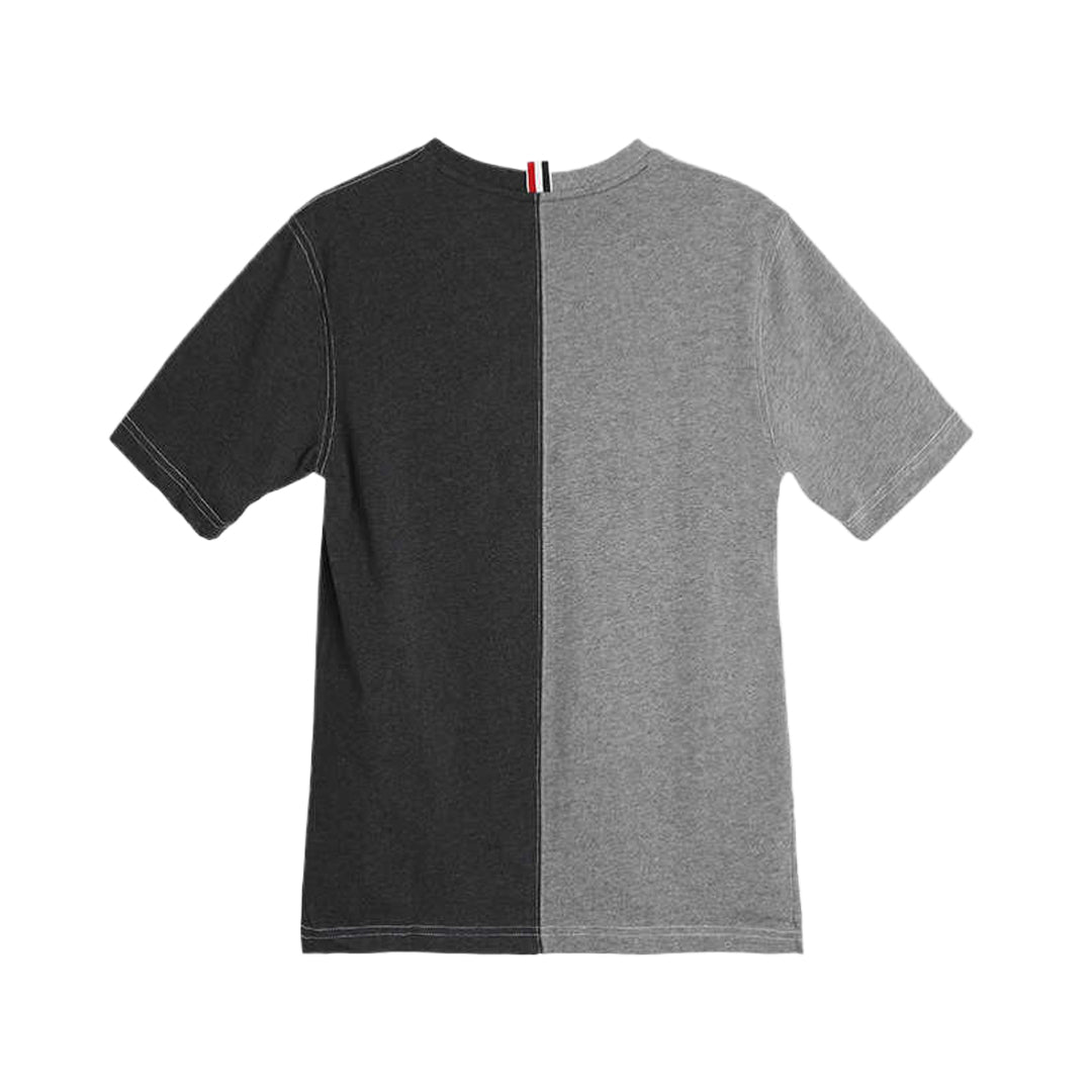 Classic Four-Bar T-Shirt with Button Side Vents - Premium Cotton by Thom Browne, product detail view