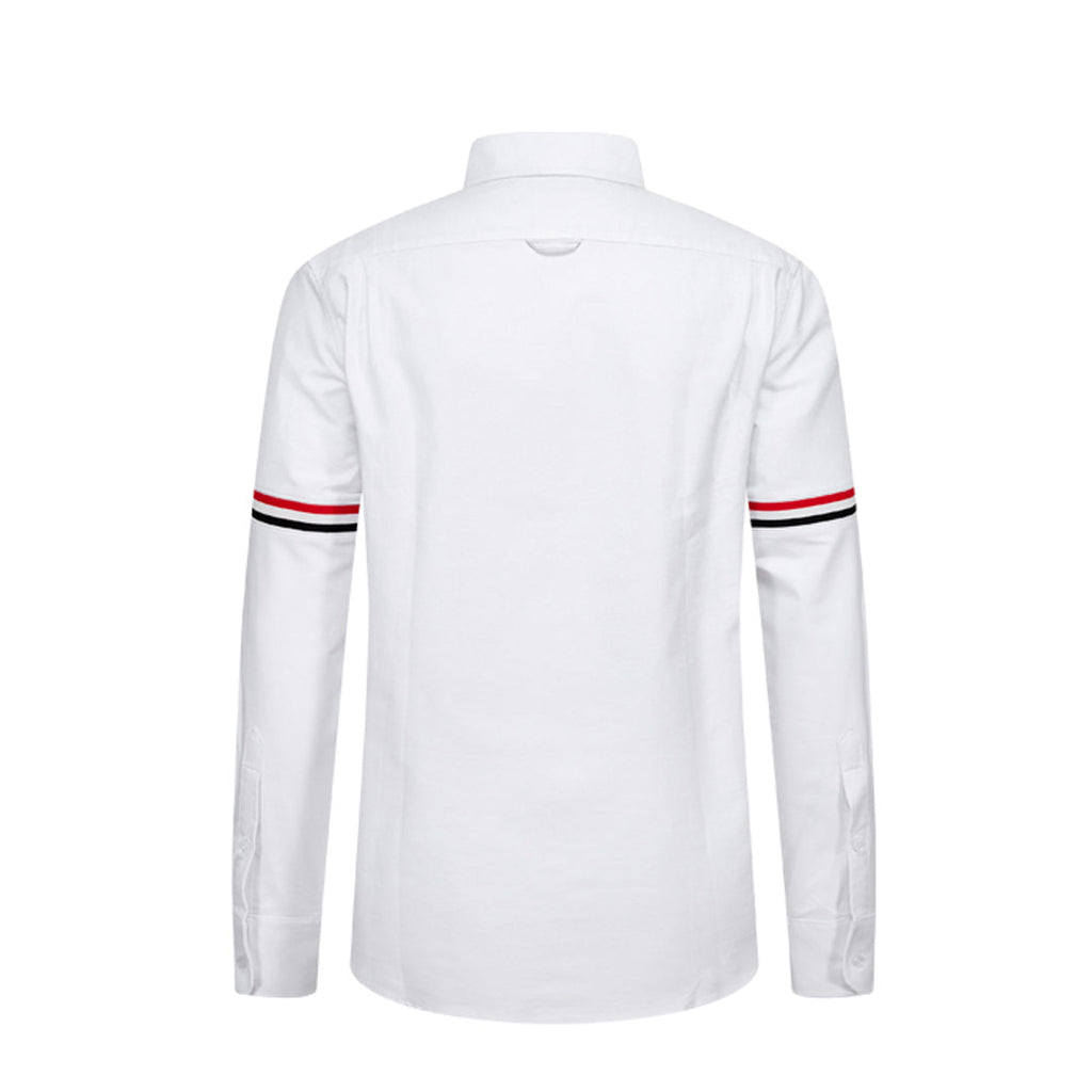 Classic Four-Bar Solid Dress Shirt by Thom Browne, shirt detail view