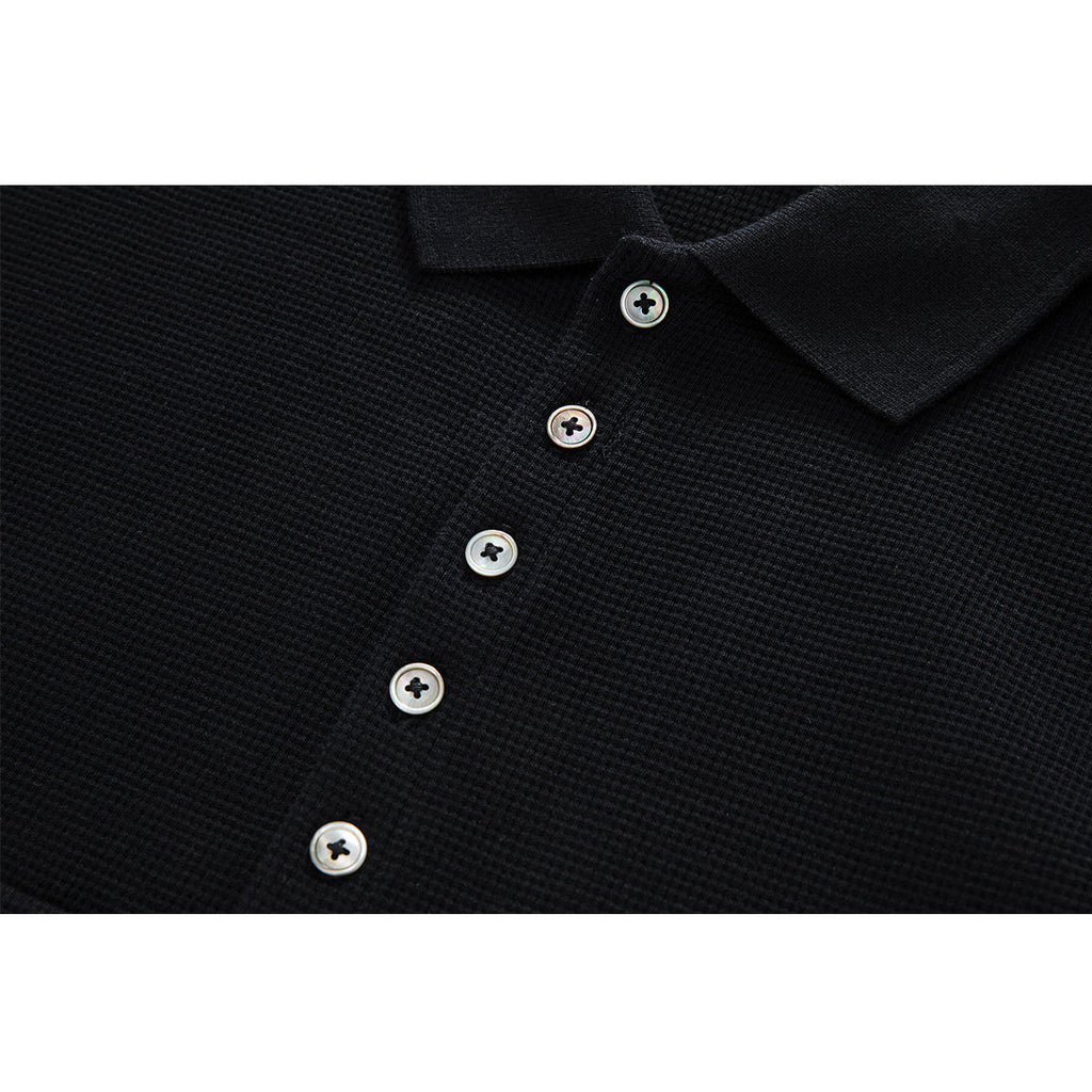 Men's Classic Four-Bar Wool Polo Shirt by Thom Browne, product detail view