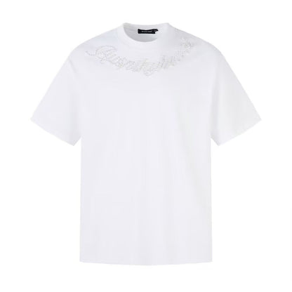 Pearl lettering embroidered T-shirt THOM TREND