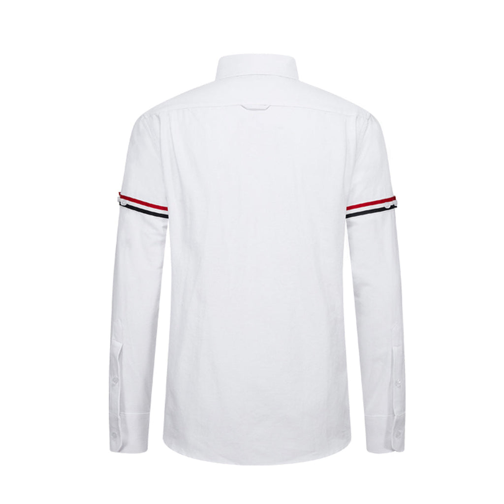 Classic Four-Bar Oxford Dress Shirt by Thom Browne, shirt detail view