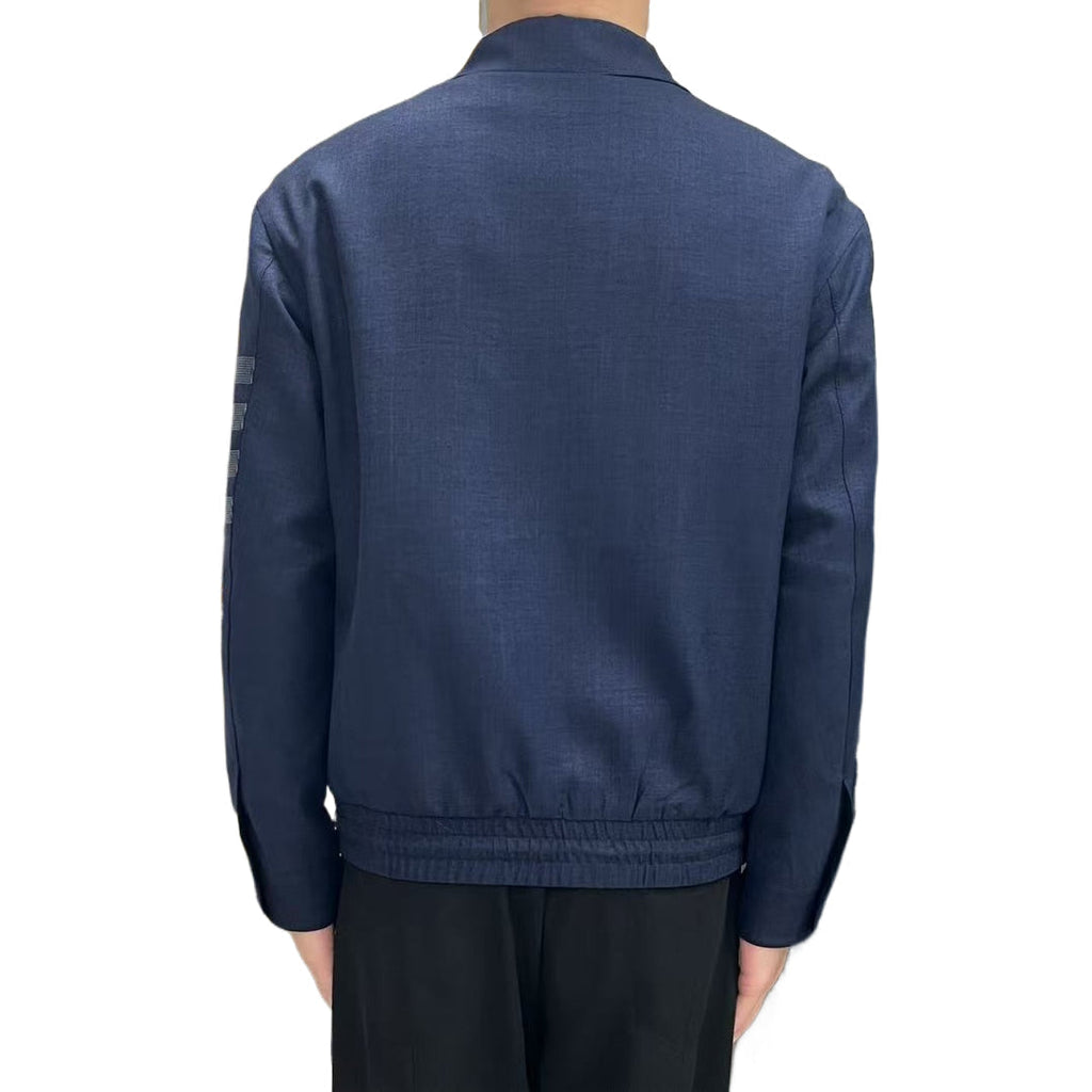 Men's 4 - Bar Casual Jacket with Signature Grosgrain Detail by Thom Browne, outerwear detail view