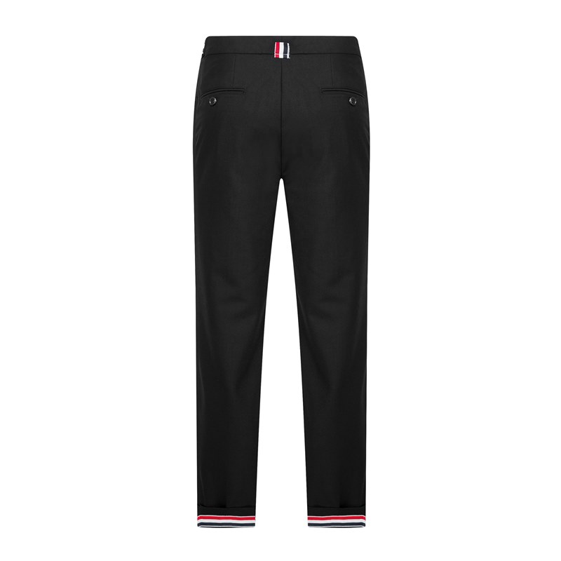 Thom Browne Style Cropped Pants with Signature Four-Bar Detail - Image 5