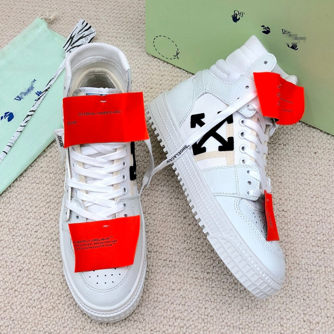 OFF-Whlte Arrow logo high-top sneakers#13 4-Bar