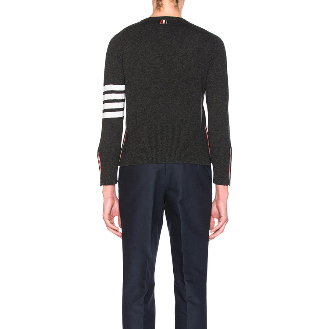 Classic Four-Bar Couples Wool Sweater - 100% Cotton Made in Japan by Thom Browne, knitwear detail view