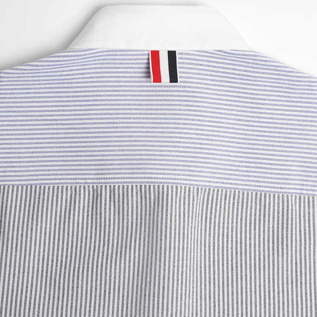 Men's Blue striped shirt by Thom Browne, shirt detail view