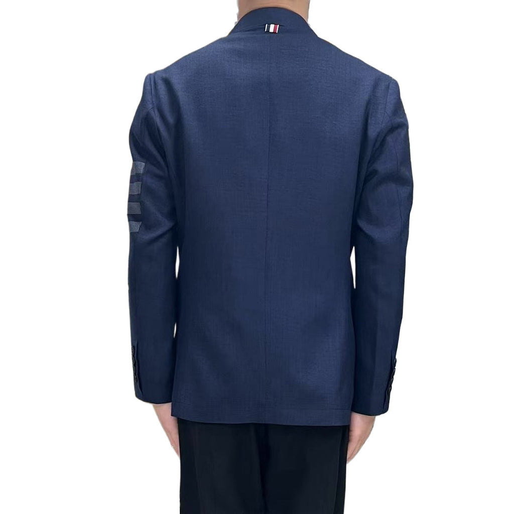 Men's 4 - Bar Suit Jacket with Signature Grosgrain Detail by Thom Browne, outerwear detail view