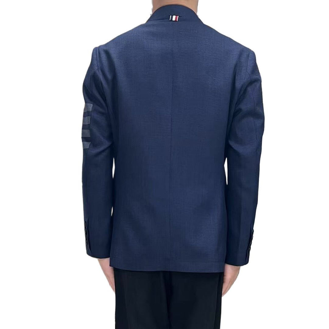 Men's 4 - Bar Suit Jacket with Signature Grosgrain Detail by Thom Browne, outerwear detail view