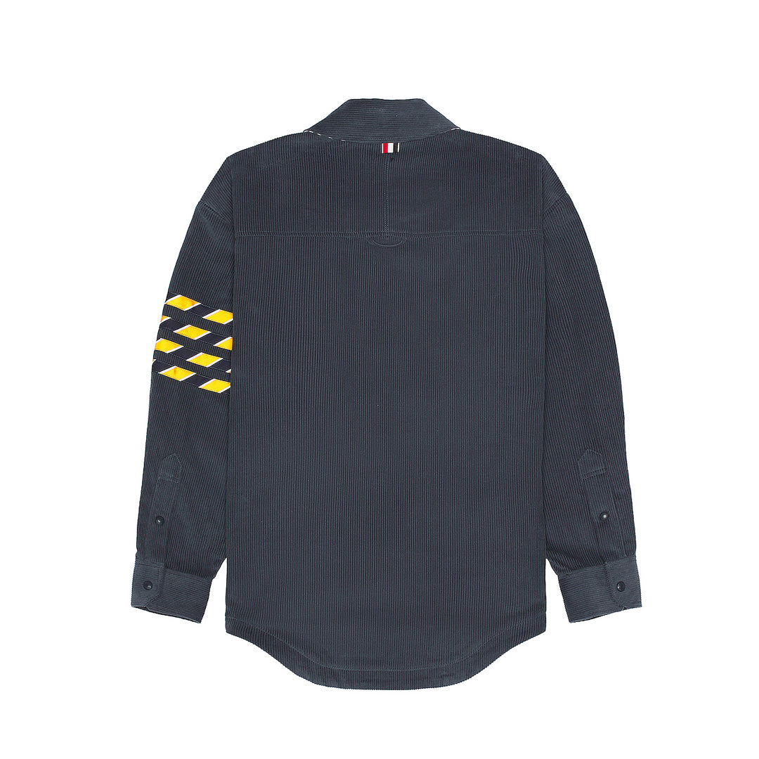 Men's Heavyweight Oxford Shirt — Partial Button Front by Thom Browne, shirt detail view