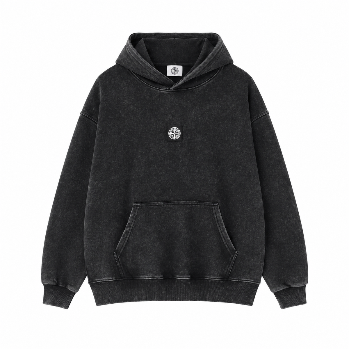 Stone Island Washed Compass Badge Pullover Hoodie - Gray product detail view