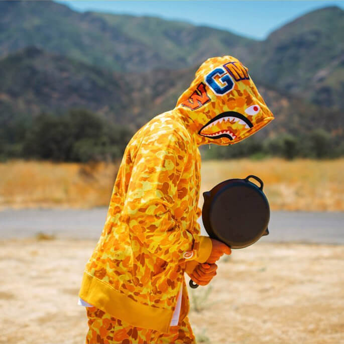BAPE Orange Camo Shark Hoodie product view 5