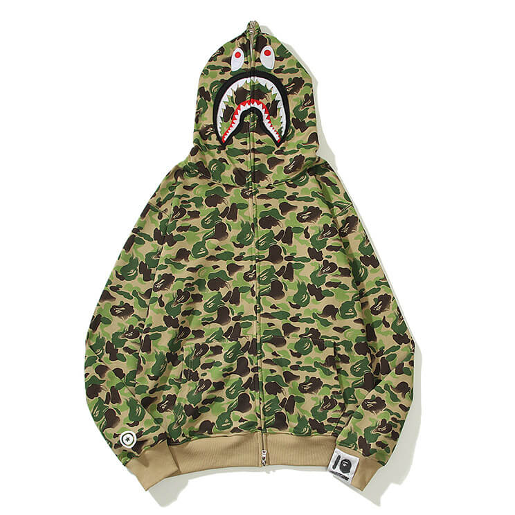 BAPE ABC Camo Shark Hoodie - Green & Grey product view 12