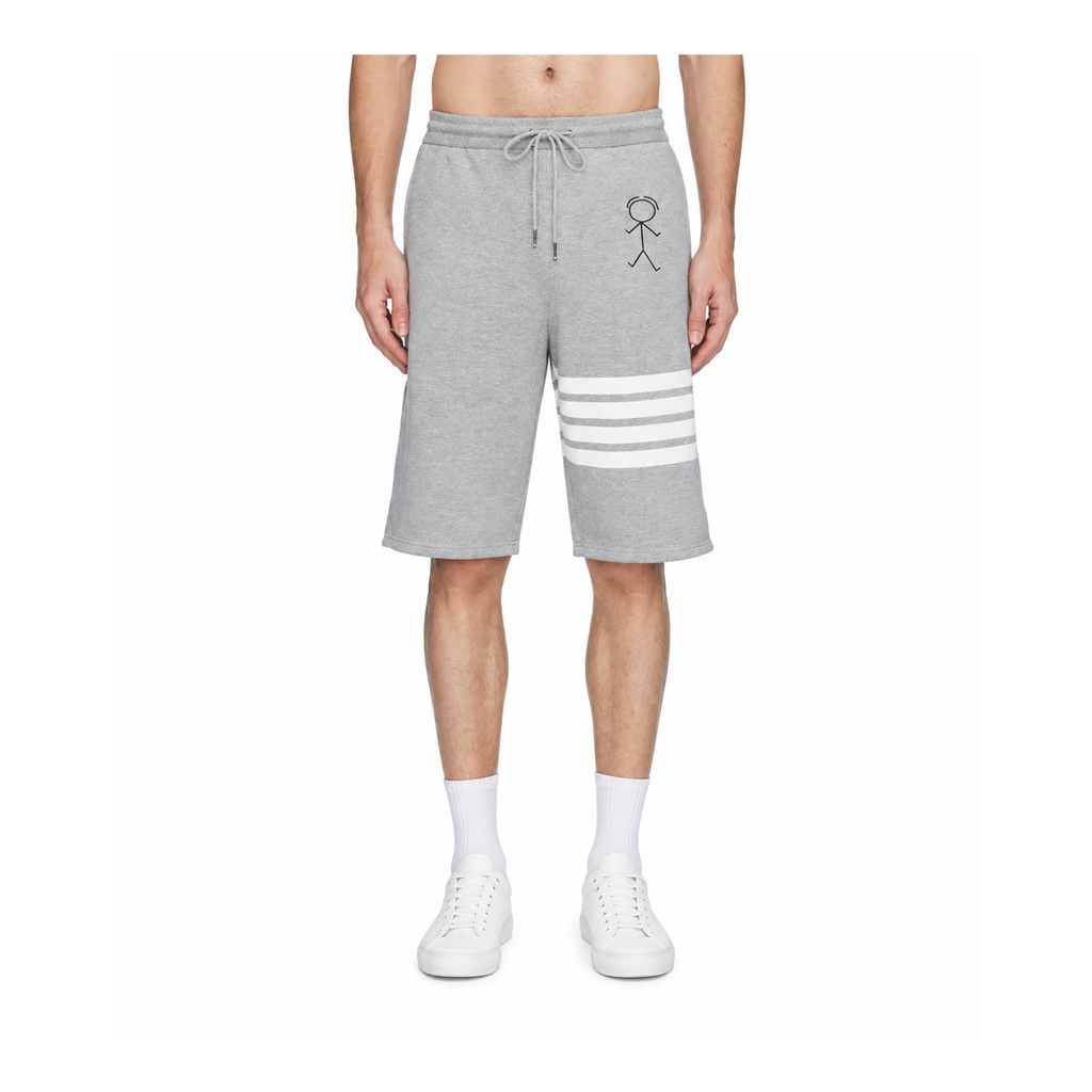 Thom Browne Style Unisex Casual Sweatpants with Signature Four-Bar Detail - Main Image