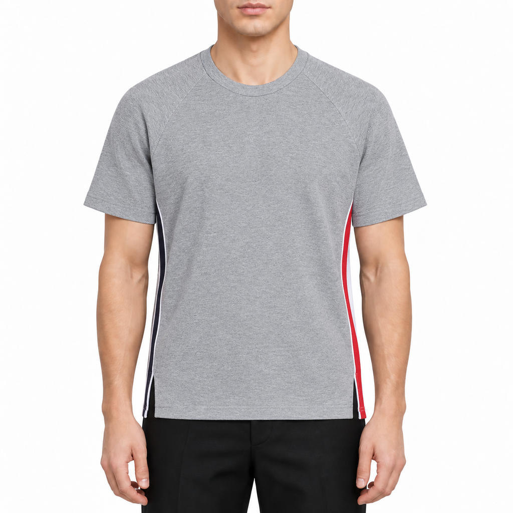 Classic Wool T-Shirt by Thom Browne, modeled on a pure white background