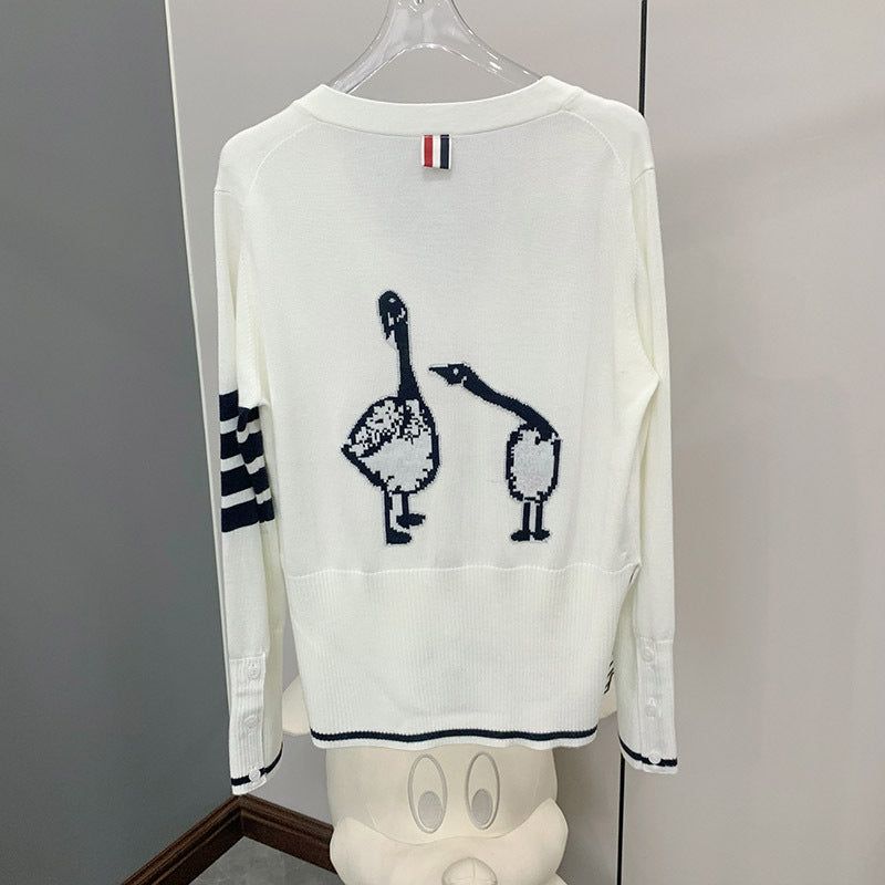 2025SS  Back goose V-neck cardigan THOM TREND