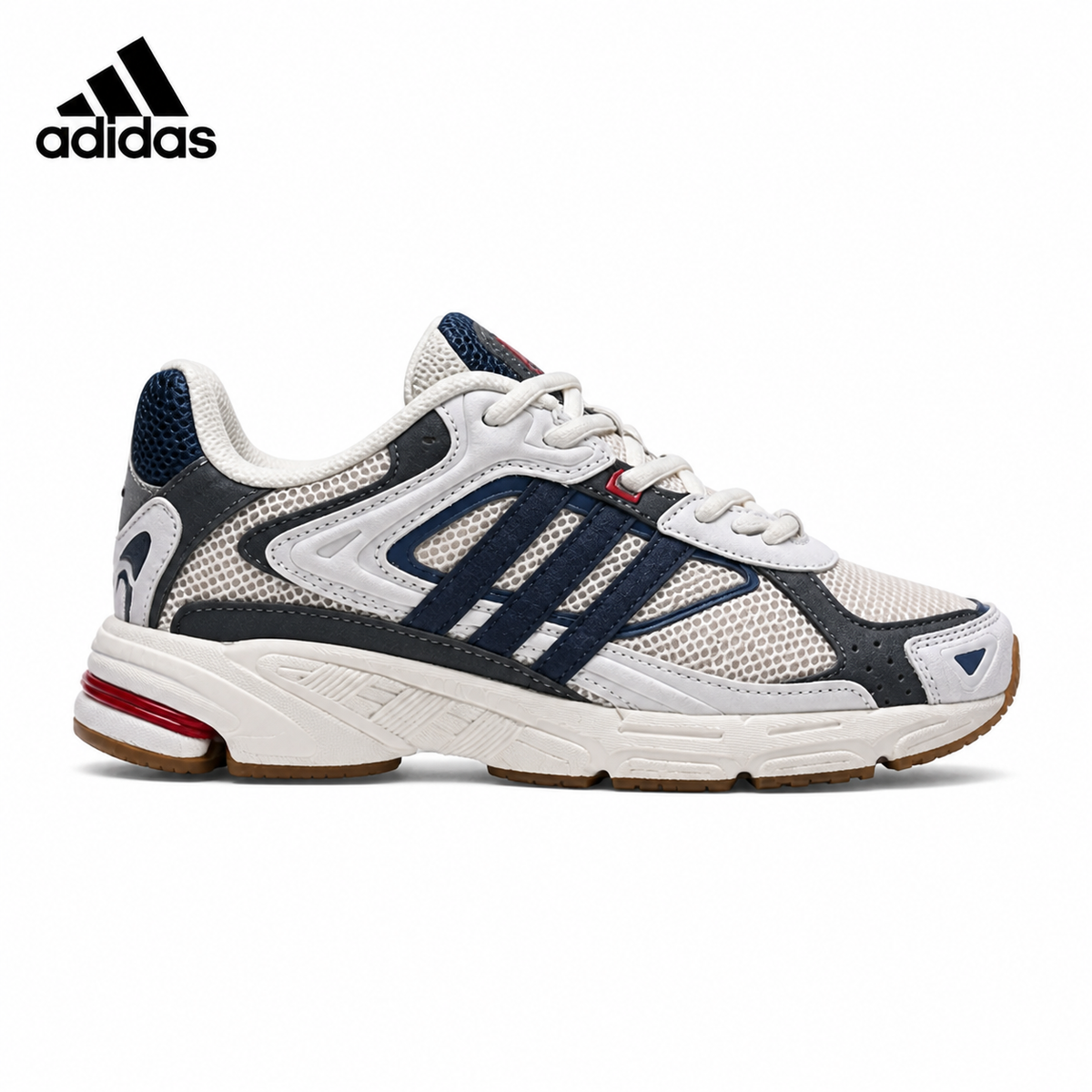 Adidas Unisex unisex running shoes in White/Grey/Red - single shoe side profile