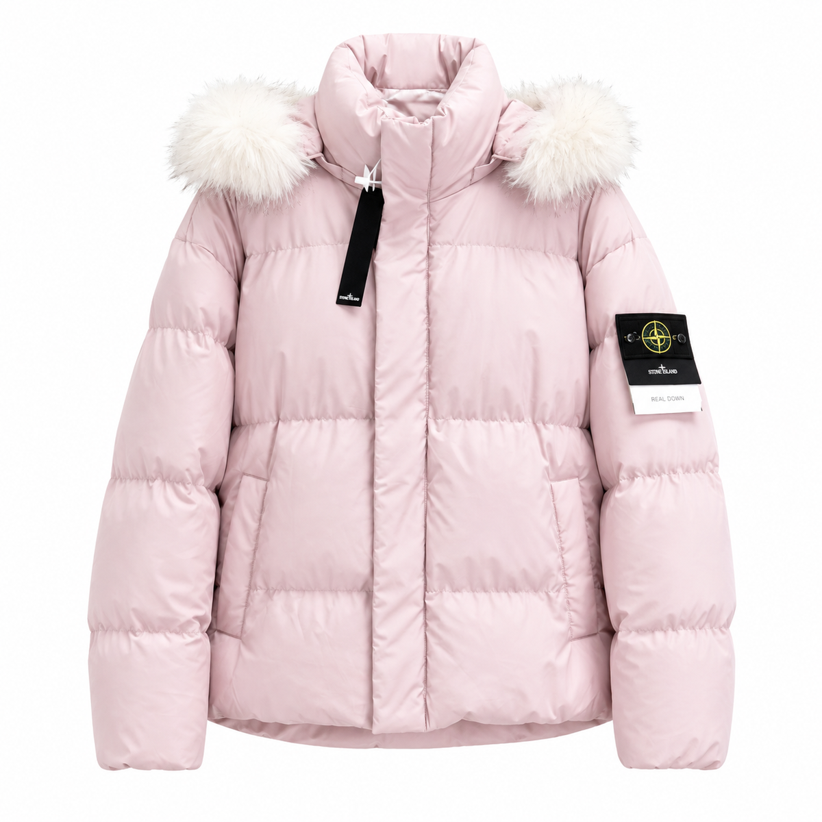 Stone Island Fur-Trim Hooded Padded Jacket - White product detail view