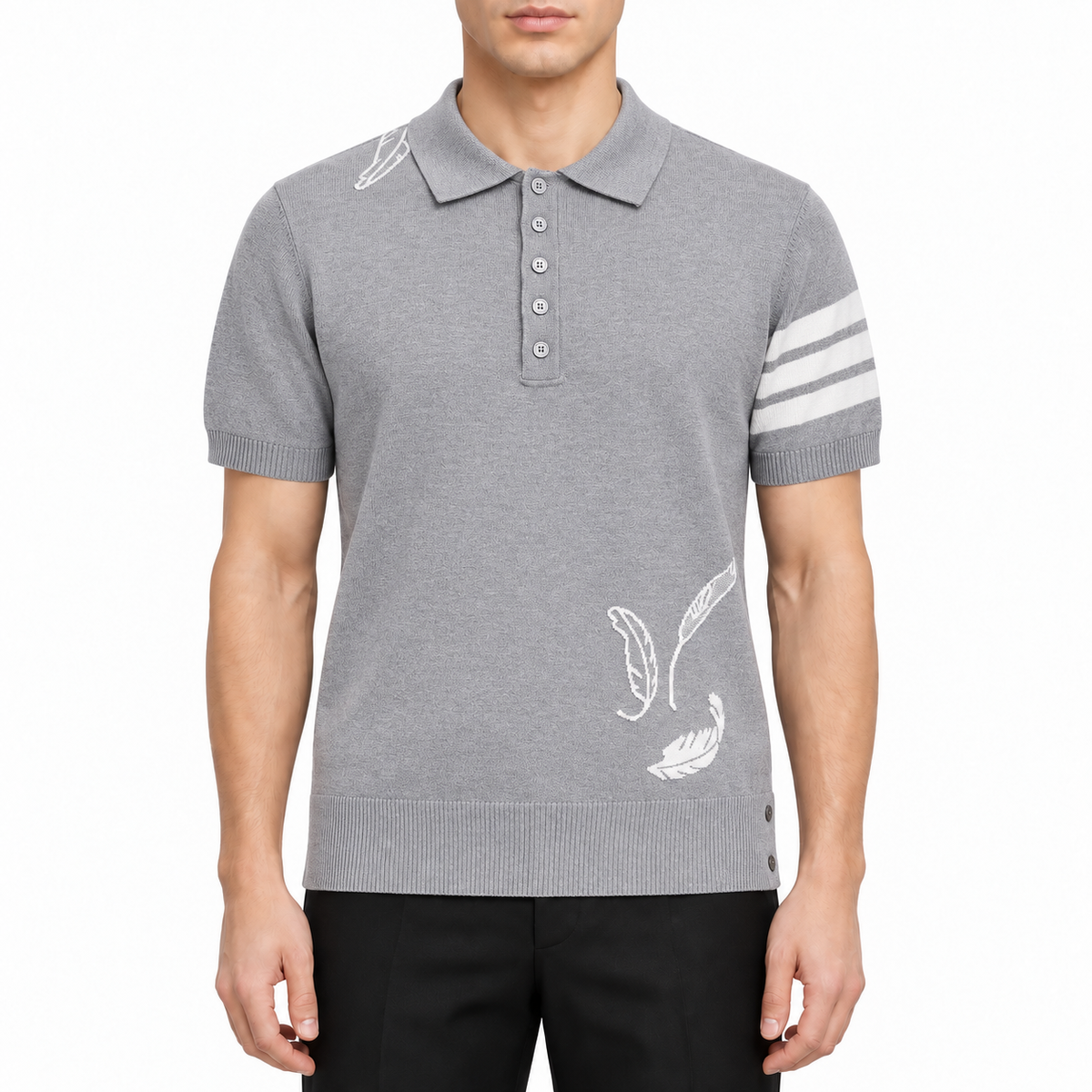 Men's T-Shirt by Thom Browne, modeled on a pure white background