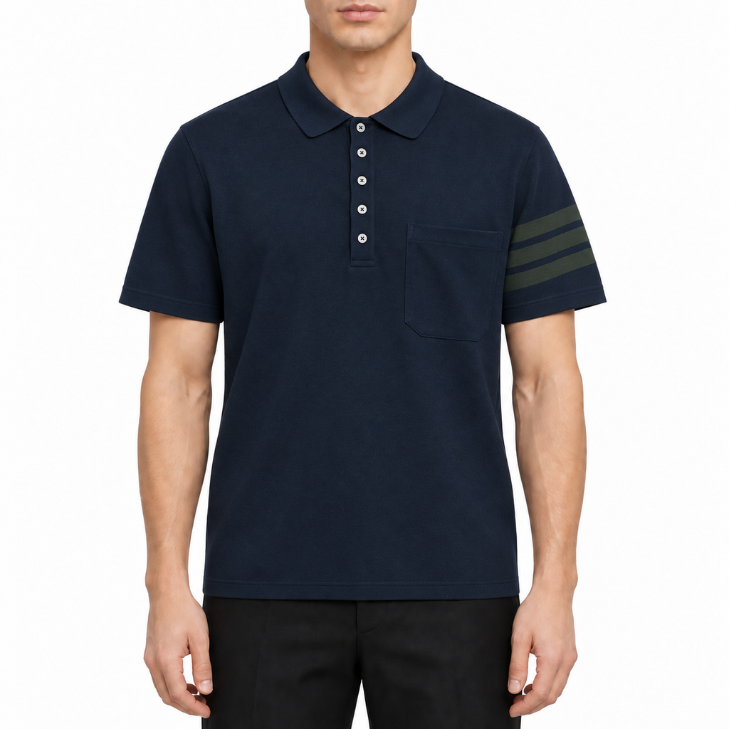 Classic Wool T-Shirt by Thom Browne, modeled on a pure white background