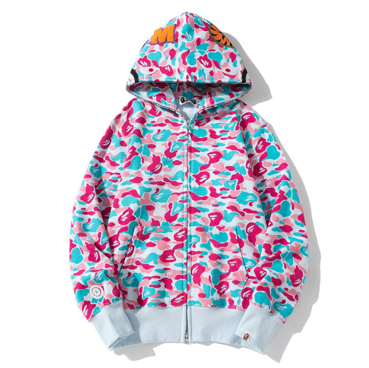 BAPE Miami City Pink Blue Camo Shark Hoodie product image