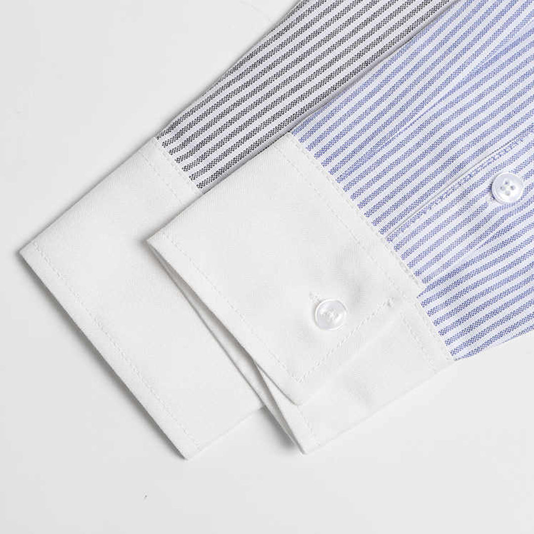 Men's Blue striped shirt by Thom Browne, shirt detail view