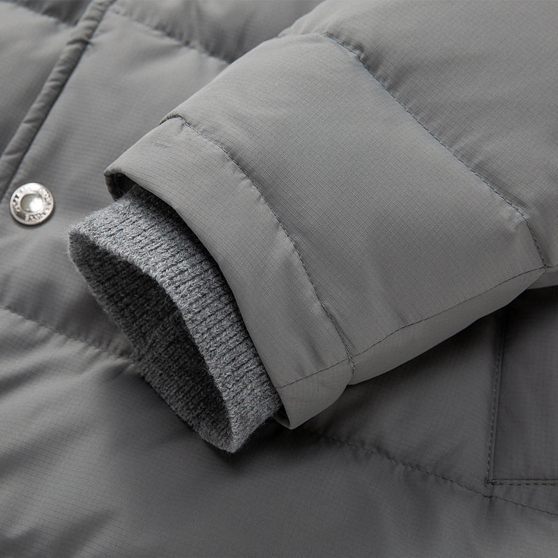 Hooded Wool Jacket - 80% Pure Wool - Signature Grosgrain Detail by Thom Browne, outerwear detail view