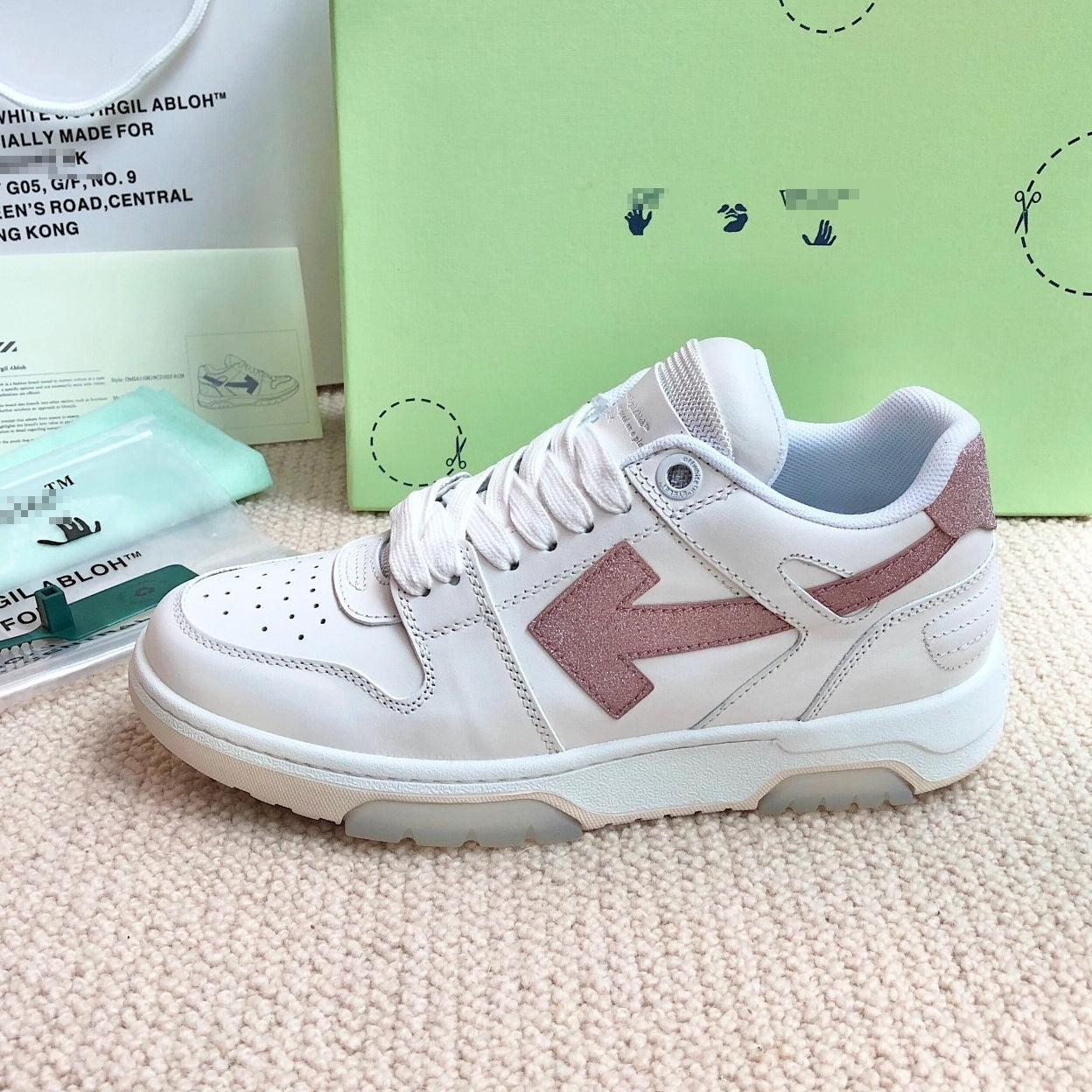 OFF-Whlte Genuine Leather Sneakers#68 4-Bar