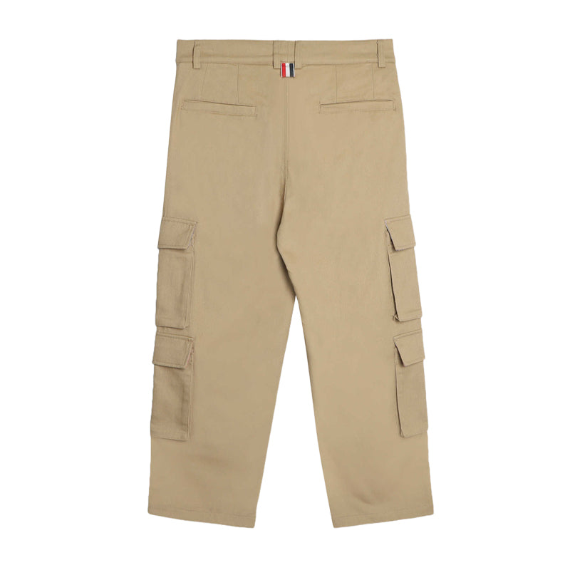 Thom Browne Style Men's Casual Cargo Pants - 100% Cotton with Adjustable Backstrap with Signature... - Image 3