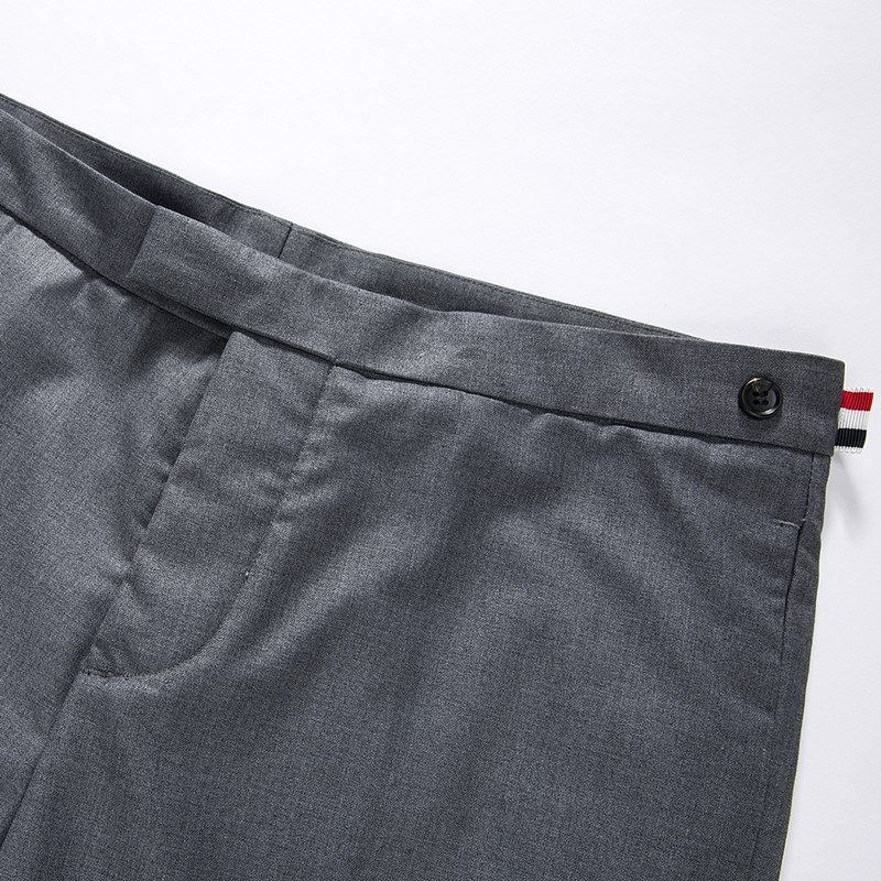 Thom Browne Style Cropped Pants with Signature Four-Bar Detail - Image 6