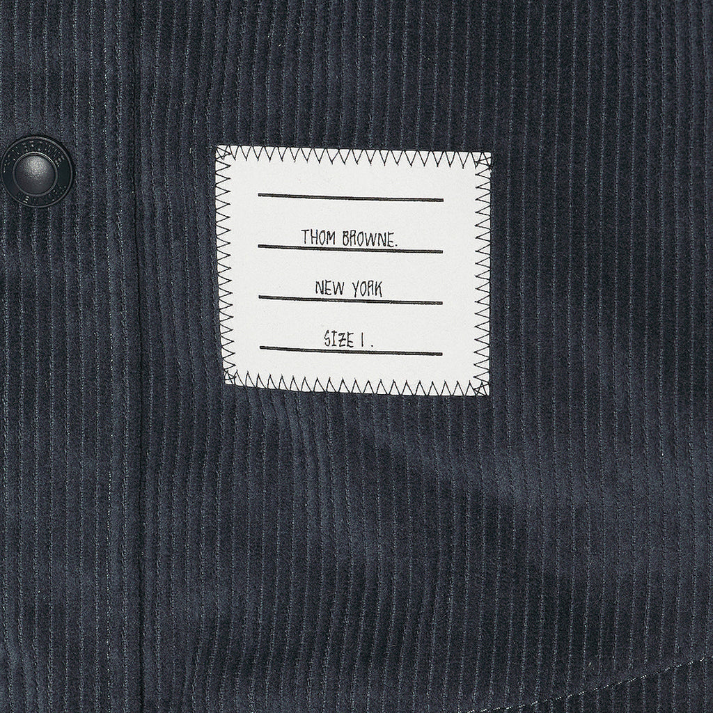 Men's Heavyweight Oxford Shirt — Partial Button Front by Thom Browne, shirt detail view