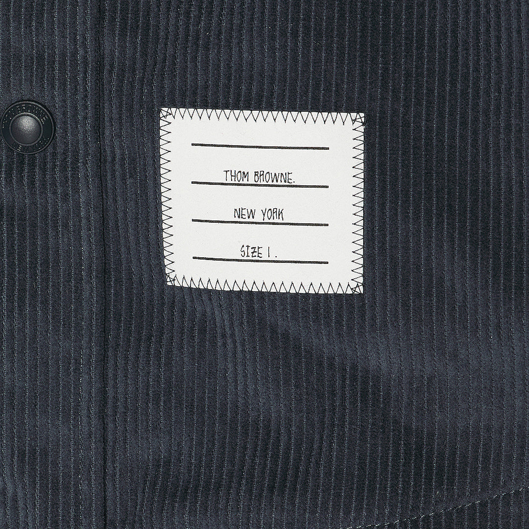 Men's Heavyweight Oxford Shirt — Partial Button Front by Thom Browne, shirt detail view