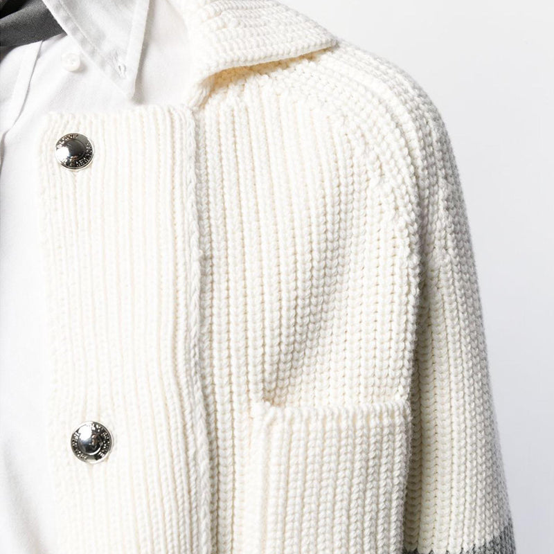 Men's Wool cardigan by Thom Browne, knitwear detail view